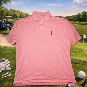 Holderness & Bourne Pink Performance Golf Polo  Men’s Cactus Logo Short Sleeve
